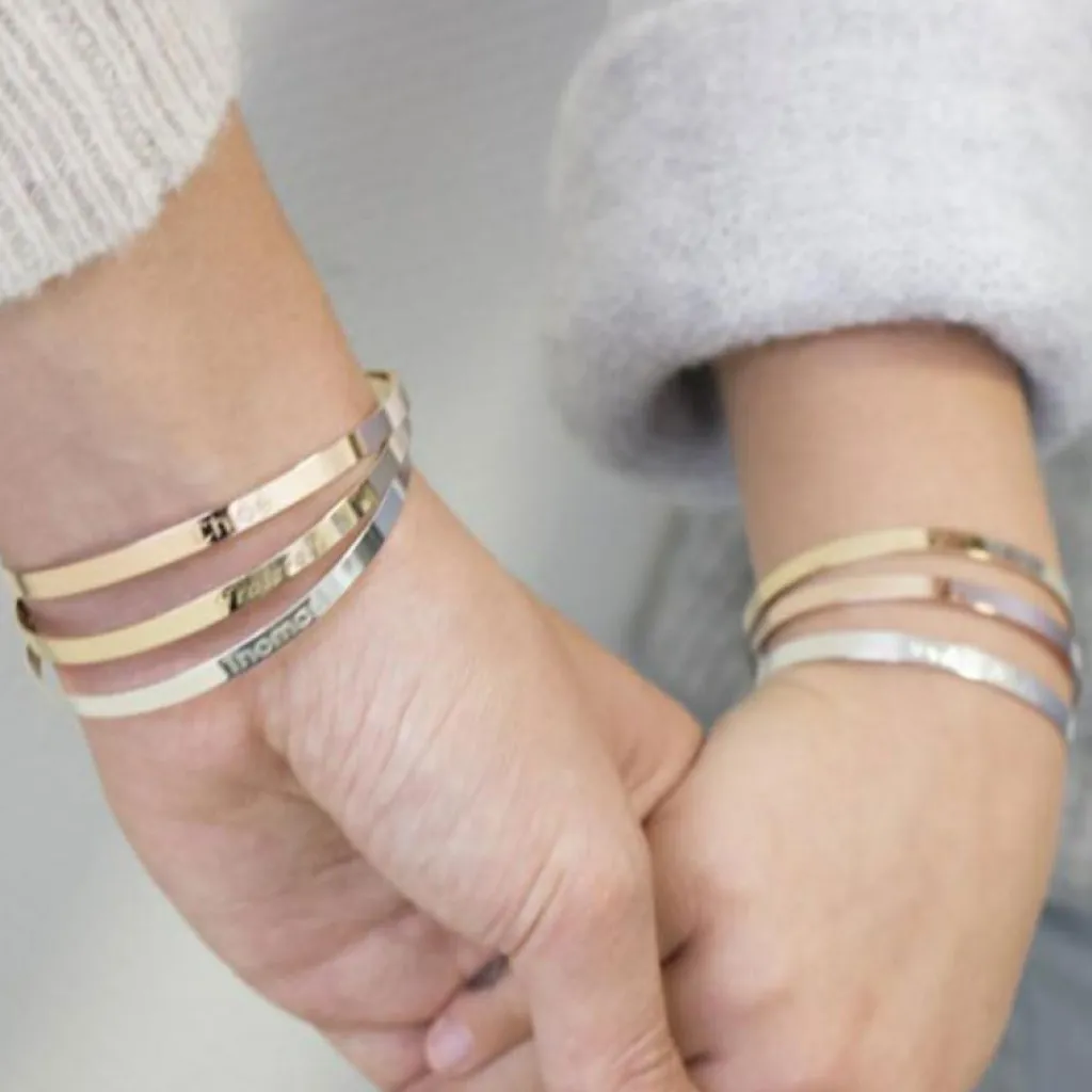 Jonc personnalisable (plaqué or rose) Bracelet Maman