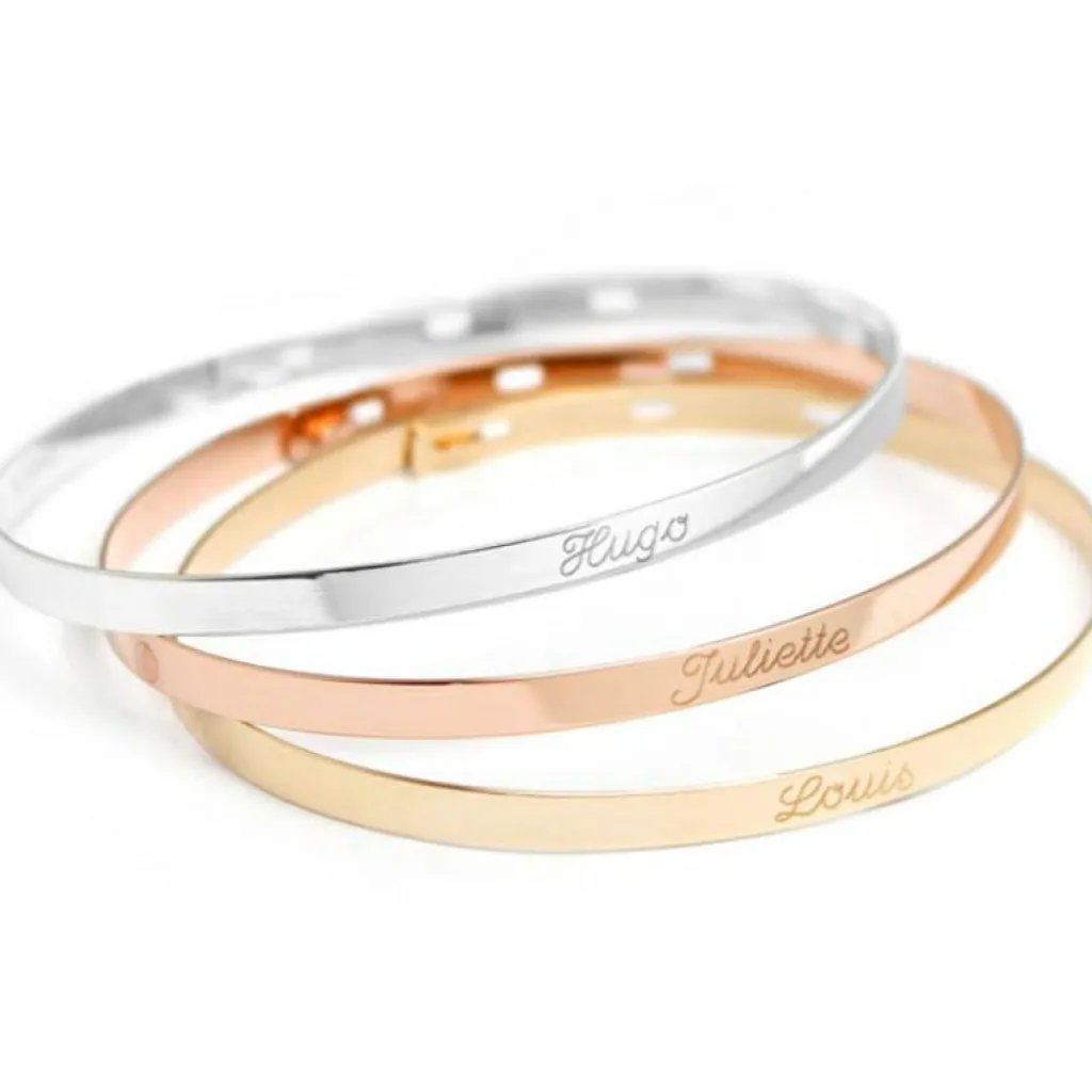 Jonc personnalisable (plaqué or rose) Bracelet Maman