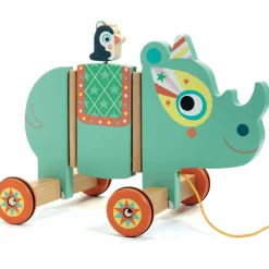 Djeco Jouet à tirer rhinocéros Vilma