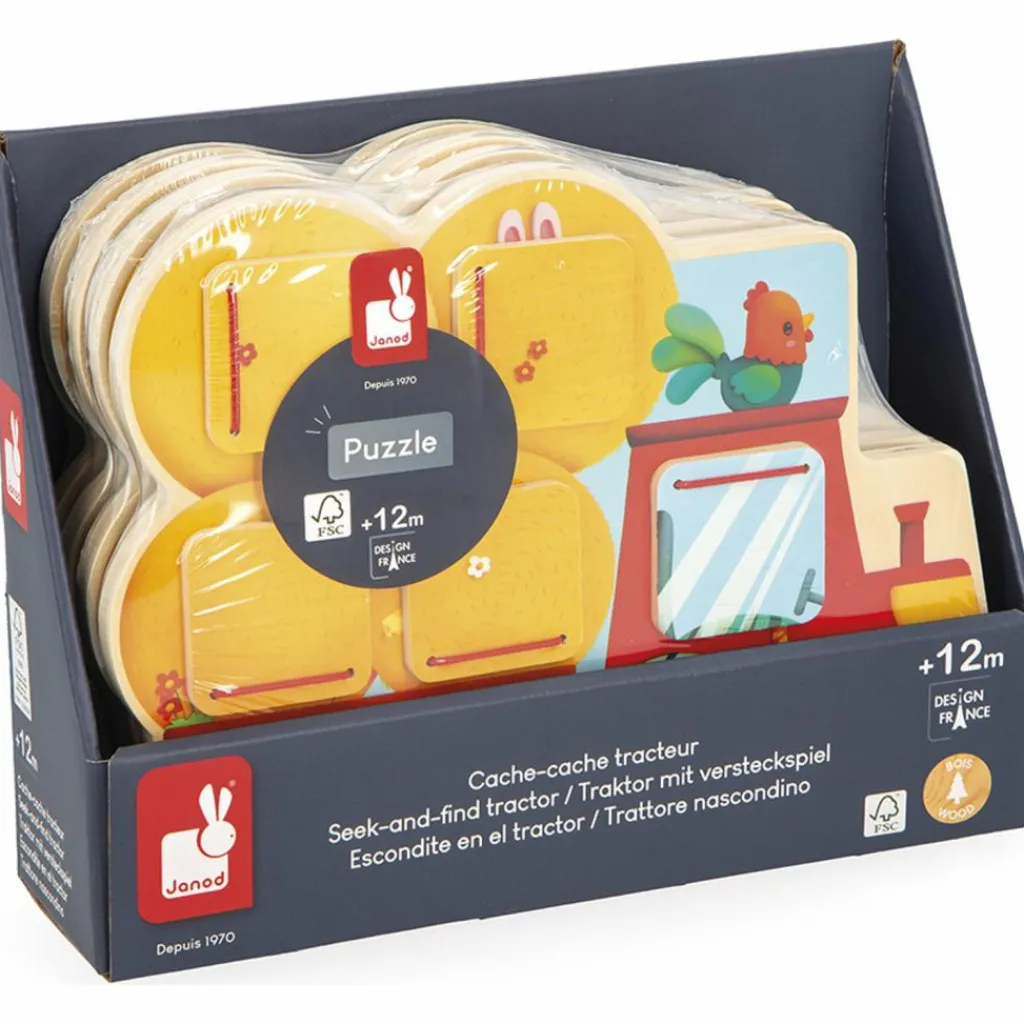 Janod Jouet Cache-cache Tracteur Ferme