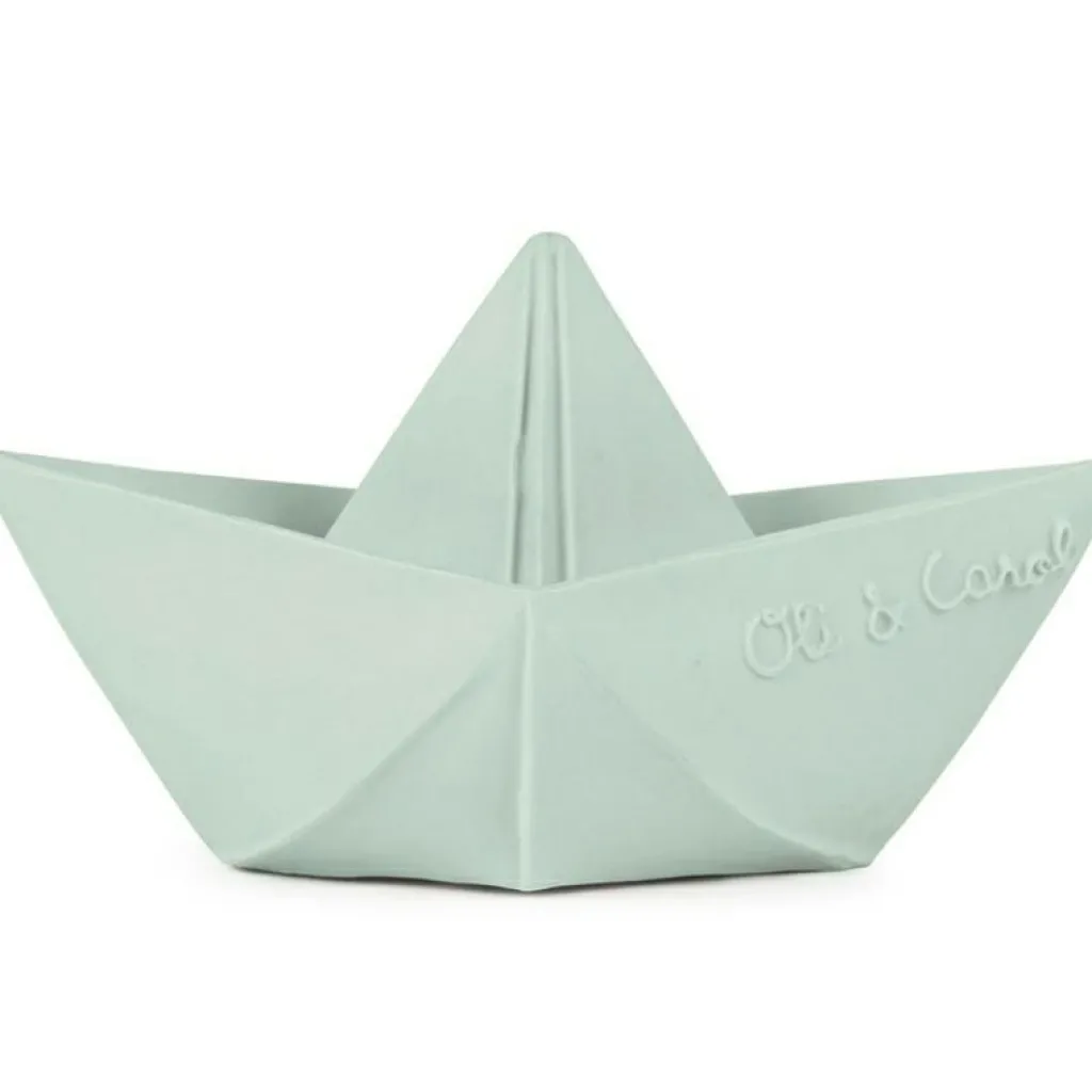 Oli & Carol Jouet de bain bateau Origami latex d'hévéa mint