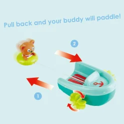 Hape Jouet de bain Teddy et son bateau