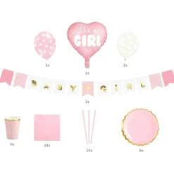 Party Deco Kit décoration Baby Shower ''It's a girl'' (49 pièces)