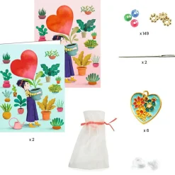 Djeco Kit de création de bracelets Enfilage coeur