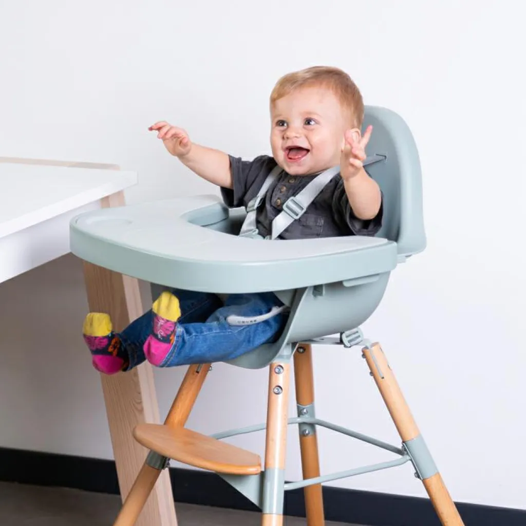 Childhome Kit de pieds longs pour chaise haute Evolu extra + repose-pieds en bois naturel menthe