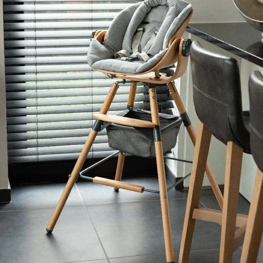 Childhome Kit de pieds longs pour chaise haute Evolu + repose-pieds en bois naturel gris