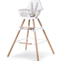 Childhome Kit de pieds longs pour chaise haute Evolu + repose-pieds en bois naturel blanc