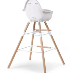 Childhome Kit de pieds longs pour chaise haute Evolu + repose-pieds en bois naturel blanc