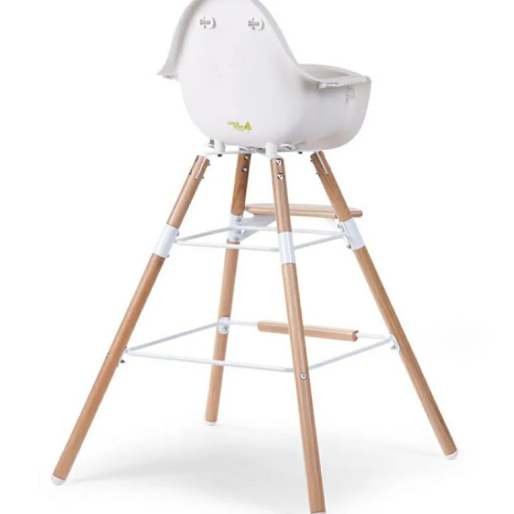 Childhome Kit de pieds longs pour chaise haute Evolu + repose-pieds en bois naturel blanc