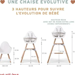 Childhome Kit de pieds longs pour chaise haute Evolu extra + repose-pieds en bois naturel terracotta