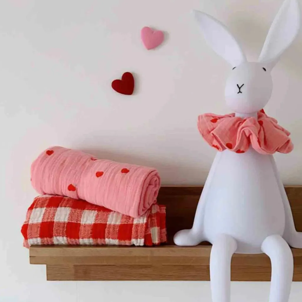 Rose in April Lange Bianca Coeur Rose-Rouge (70 x 70 cm)