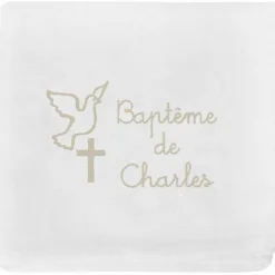 Best Lange de baptême personnalisable beige (70 x 70 cm) Lange De Baptême