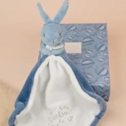 Lapin Doudou bleu (10 cm) Doudou Plat
