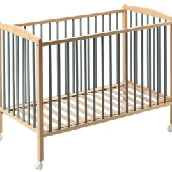 Combelle Lit à barreaux en bois Arthur hybride bleu gris (70 x 140 cm)