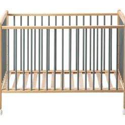 Combelle Lit à barreaux en bois Arthur hybride bleu gris (70 x 140 cm)