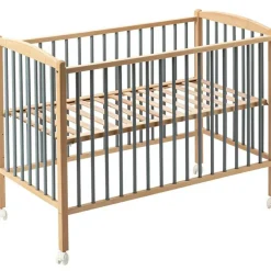 Combelle Lit à barreaux en bois Arthur hybride bleu gris (70 x 140 cm)