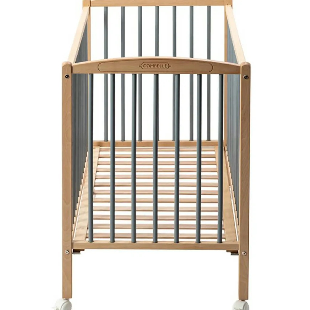 Combelle Lit à barreaux en bois Arthur hybride bleu gris (70 x 140 cm)