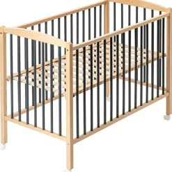 Lit à barreaux en bois Arthur hybride anthracite (60 x 120 cm) Lit À Barreaux