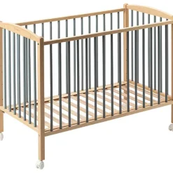 Hot Lit à barreaux en bois Arthur hybride bleu gris (60 x 120 cm) Lit À Barreaux