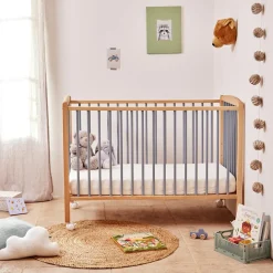 Hot Lit à barreaux en bois Arthur hybride bleu gris (60 x 120 cm) Lit À Barreaux