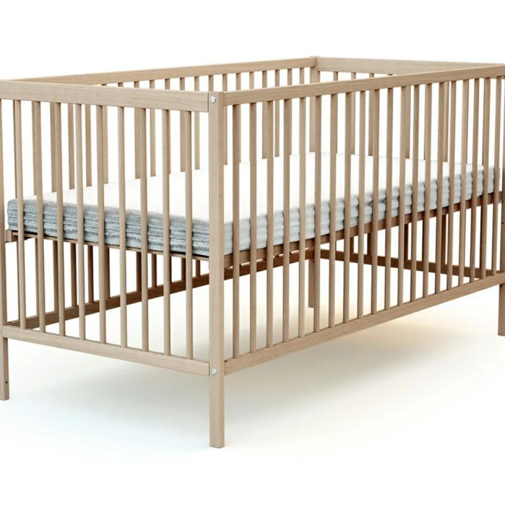 Discount Lit à barreaux en bois de hêtre brut Essentiel (70 x 140 cm) Lit À Barreaux