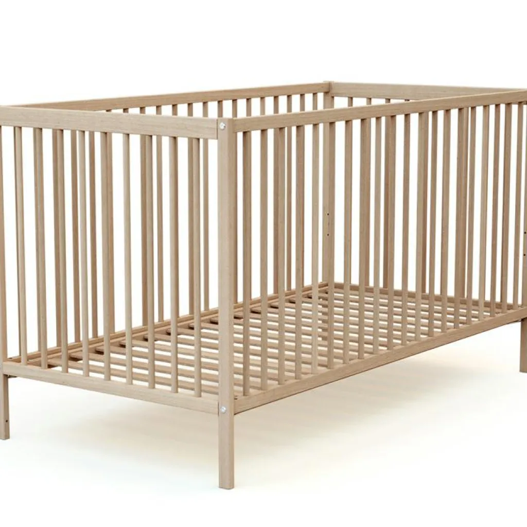 Discount Lit à barreaux en bois de hêtre brut Essentiel (70 x 140 cm) Lit À Barreaux