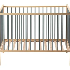 Combelle Lit à barreaux en bois Rémi hybride bleu gris (60 x 120 cm)