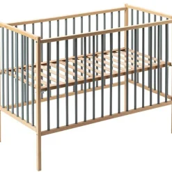 Combelle Lit à barreaux en bois Rémi hybride bleu gris (60 x 120 cm)