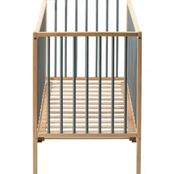 Combelle Lit à barreaux en bois Rémi hybride bleu gris (60 x 120 cm)