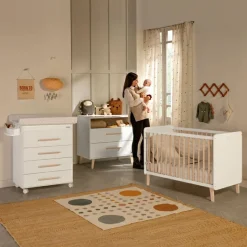 Micuna Lit bébé à barreaux Trevi blanc et bois (60 x 120 cm)