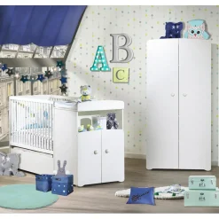 Sale Lit bébé combiné évolutif New Basic Boutons boule blancs (60 x 120 cm) Lit Évolutif