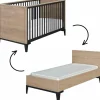 Best Lit bébé évolutif en chêne blond noir Marcel (70 x 140) Lit À Barreaux