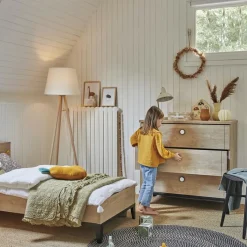 Best Lit bébé évolutif en chêne blond noir Marcel (70 x 140) Lit À Barreaux