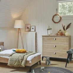 Best Lit bébé évolutif en chêne blond noir Marcel (70 x 140) Lit À Barreaux