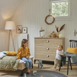 Best Lit bébé évolutif en chêne blond noir Marcel (70 x 140) Lit À Barreaux