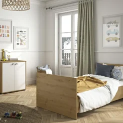 Galipette Lit bébé évolutif en lit junior Arthur imitation chêne (60 x 120 cm)