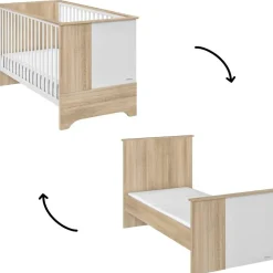 New Lit bébé évolutif en lit junior Sacha chêne du bocage (70 x 140 cm) Lit Évolutif