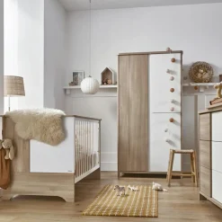 New Lit bébé évolutif en lit junior Sacha chêne du bocage (70 x 140 cm) Lit Évolutif