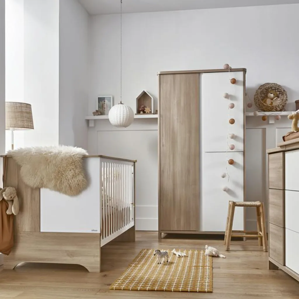 New Lit bébé évolutif en lit junior Sacha chêne du bocage (70 x 140 cm) Lit Évolutif