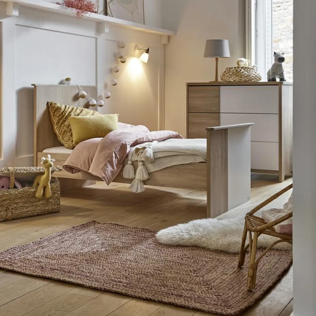 New Lit bébé évolutif en lit junior Sacha chêne du bocage (70 x 140 cm) Lit Évolutif