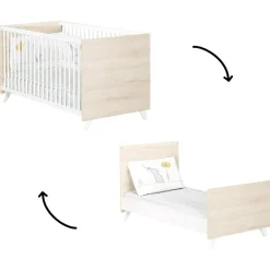 New Lit bébé évolutif Little Big Bed Scandi naturel (70 x 140 cm) Lit Évolutif