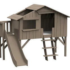 Outlet Lit cabane avec toboggan finition laquée (coloris au choix) Lit Cabane