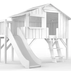 Outlet Lit cabane avec toboggan finition laquée (coloris au choix) Lit Cabane