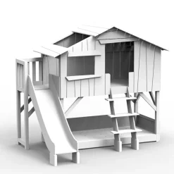 Mathy by bols Lit cabane superposé avec toboggan finition laquée (coloris au choix)