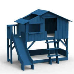 Mathy by bols Lit cabane superposé avec toboggan finition laquée (coloris au choix)