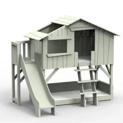 Mathy by bols Lit cabane superposé avec toboggan finition laquée (coloris au choix)