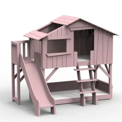 Mathy by bols Lit cabane superposé avec toboggan finition laquée (coloris au choix)