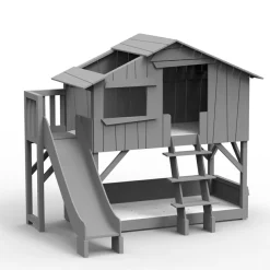 Mathy by bols Lit cabane superposé avec toboggan finition laquée (coloris au choix)