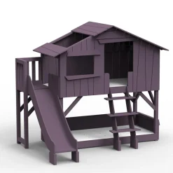 Mathy by bols Lit cabane superposé avec toboggan finition laquée (coloris au choix)
