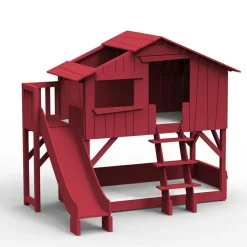 Mathy by bols Lit cabane superposé avec toboggan finition laquée (coloris au choix)